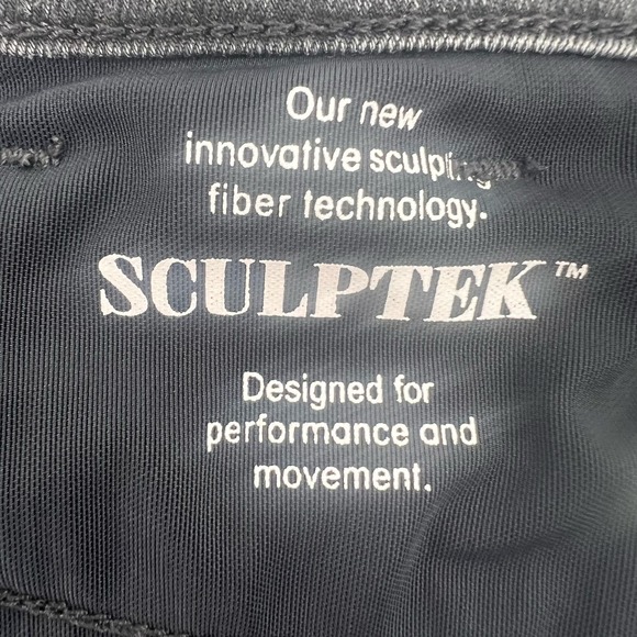 Athleta Sculptek Jeans with Tuxedo Stripe Womens size 8 Black Gold Stretchy - Picture 7 of 9